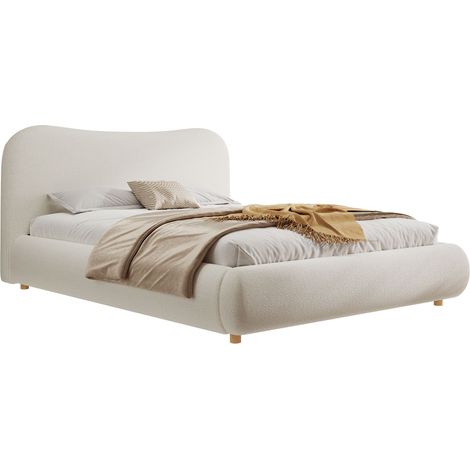 Cama doble con canapé hidráulico 180 x 200 cm con somier, cabecero blanco REDOM (1/5)