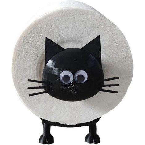 Porte-rouleau de papier toilette en forme de chat, ensemble de salle de bain, rangement pour rouleau d'essuie-tout, décoration mignonne pour la salle de bain (1/5)