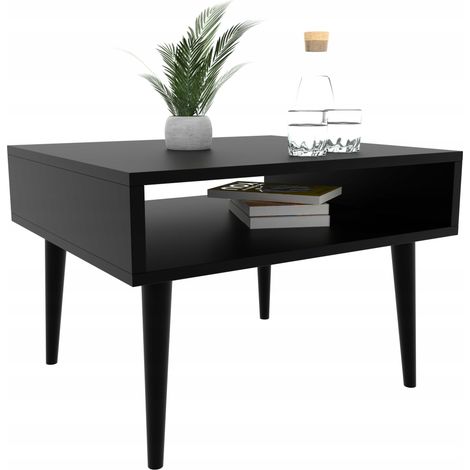 Mesita de centro Vico para mesita de noche, ideal para sala de estar o dormitorio. Mesa de centro negra. (1/5)
