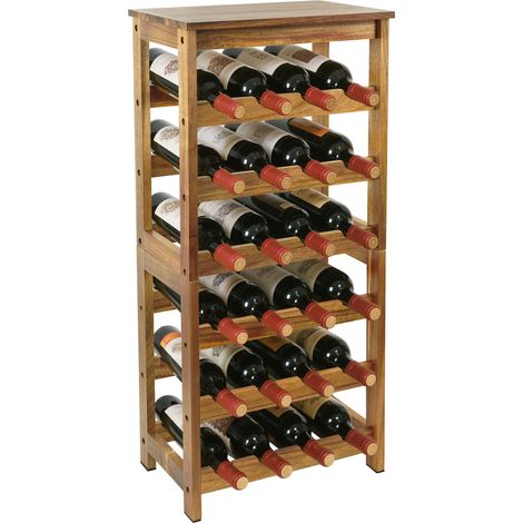 Relaxdays Weinregal, 24 Flaschen, Akazienholz, HBT 82 x 36 x 24 cm, Weinhalter für Rot- & Weißwein, Flaschenregal, natur