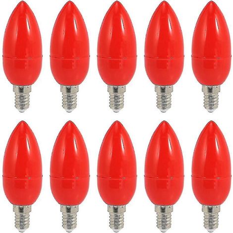 Lot de 10 ampoules LED rouges à effet bougie, lampe porte-bonheur, bougies à économie d'énergie, culot E14 (1/5)