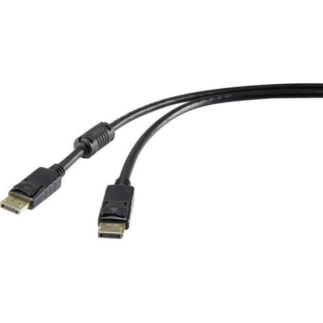DisplayPort Câble de raccordement Fiche mâle DisplayPort, Fiche mâle DisplayPort 7.50 m noir UHD 4K @ 60 Hz contacts dorés, avec noyau e D980041 (1/3)