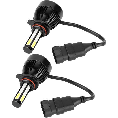 2 pièces de ampoules LED 9012 COB 80W 6000K, phare à 4 côtés avec ventilateur de refroidissement,de (1/5)
