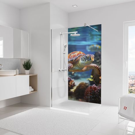Schulte – Panneau mural de douche 90 x 210 cm – Composite aluminium – Résistant à la chaleur jusqu'à 100°C – Décor Tortue