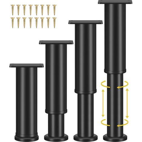 Wlrrcwdttc 4 Stück verstellbare Bettstützfüße für Bettgestell/Bettmittellatte, verstellbare Metallmöbelfüße 7,08-13 Zoll für Bett/Sofa/Schrank/Couch/Kommode/Tisch, verdickte, schwere Ersatzbettbeine (1/5)