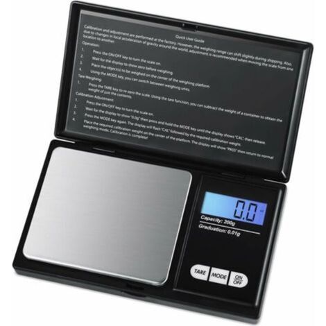 200g/0.01g Precision Scale Small high-precision scale with backlit LCD display and tare function (black) (1/4)