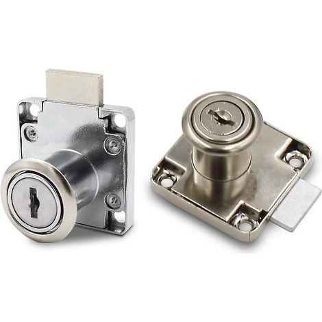 Serrure à came, verrou de meuble en alliage de zinc, serrure de sécurité à cylindre pour tiroir, porte, boîte aux lettres (2 pièces, argent) - Parfaite