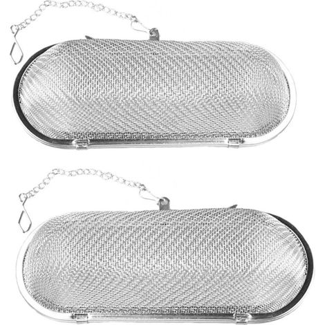 Infuseur à herbes en acier inoxydable, lot de 2, sachet à épices, 11 x 4,5 cm —