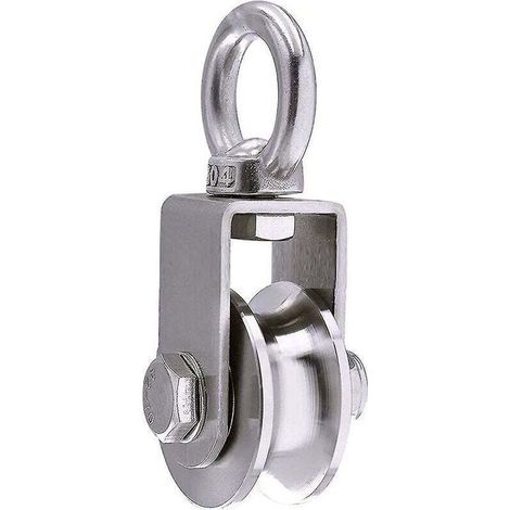 FENOPLASTICAPoulie de levage 500kg - 48mm avec 2 roulements + anneau 201mm - Rainure U pour câble - Chargement/déchargement - Entrepreneurs et professionnels (1/4)