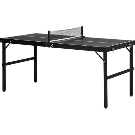 Table de ping pong pliable, avec verrou et poignée, cadre en aluminium, 152 x 76 x 72 cm, noire