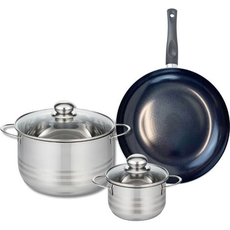 Ensemble de 1 Poêle de cuisson 28 cm et 2 faitouts 14 et 24 cm Elo Prima Brillant (1/5)