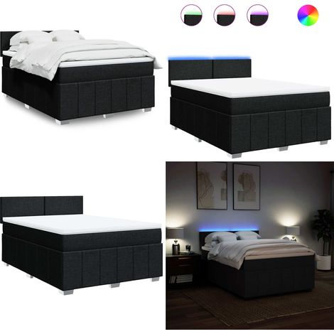 vidaXL Boxspringbett mit Matratze Schwarz 140x200 cm Stoff (1/5)