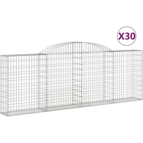 Paniers à gabions arqués 30 pcs  Mur en gabion 300x30x100/120 cm fer galvanisé