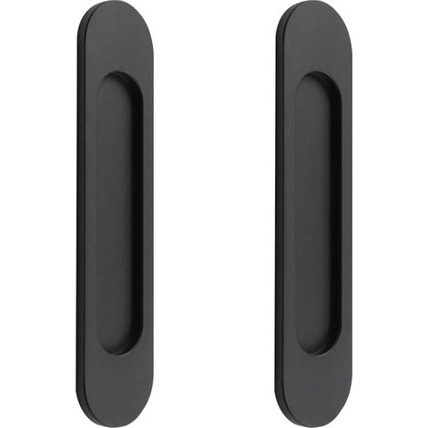 2 poignées de porte coulissante ovales autocollantes en alliage d'aluminium noir mat, sans perçage, pour portes de grange coulissantes, fenêtres et armoires (18 cm)