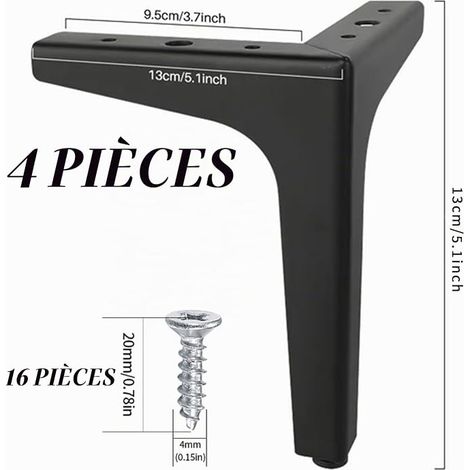 Furniture Legs, Sofa Legs, Metal Table Legs, Table Support Legs, Screws, Sofas, TV Furniture, Coffee Tables, Cabinets, Bedside Tables, 13 cm, Black (1/4)