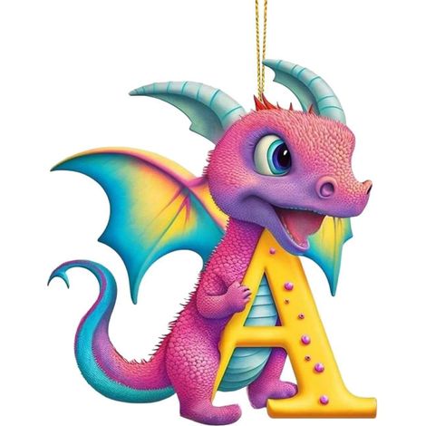 Pendentif De Noël En Acrylique - Lettre Alphabet Dinosaure - 3,1 Pouces - Décoration Arbre De Noël Ou DIY - Lot De 1 (1/5)