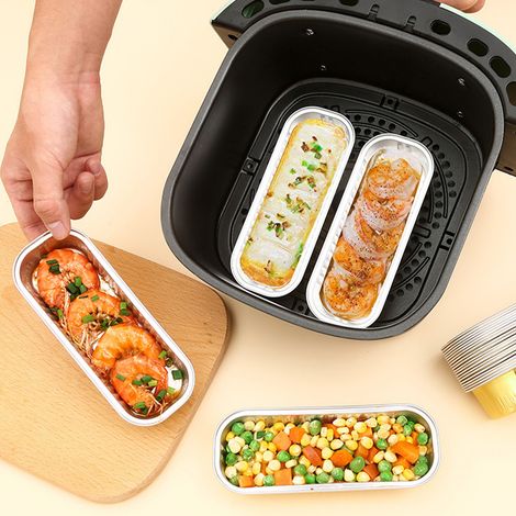 Lot de 5 poêles à air chaud en aluminium, barquette carrée en aluminium, ustensiles de cuisine, feuilles de cuisson pour friteuse à air chaud, poêles à usage domestique (1/5)