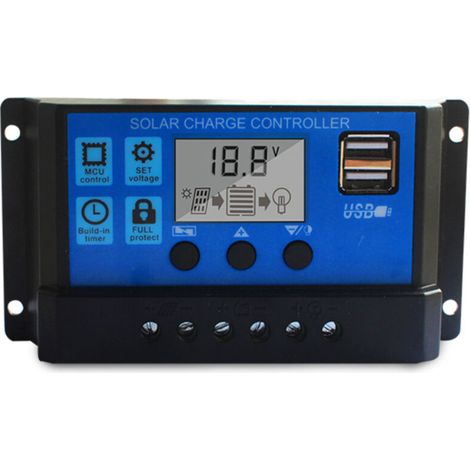 Crezuo 30A 12V/24V Solar-Laderegler, automatische Erkennung, LED-Anzeige, PWM für Batterien