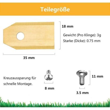 Lot de 30 lames de tondeuse en titane pour tondeuse à gazon Husqvarna Automower Gardena avec alliage de titane et carbure - Lame de tondeuse à gazon en titane avec 30 vis--TRIMEC (1/3)
