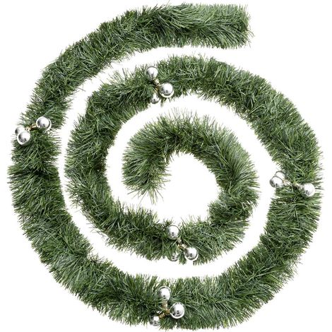 Grüne Weihnachtsgirlande Silberne Plastikkugeln D10 x 270cm - Atmosphera créateur d'intérieur