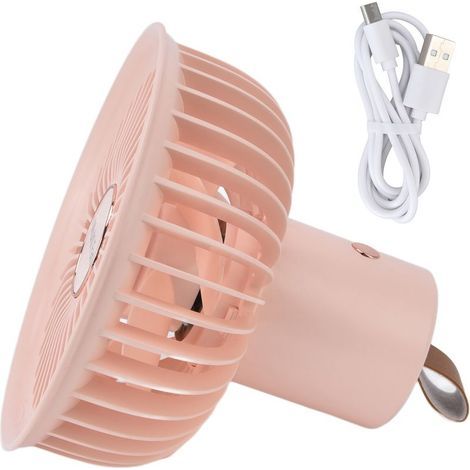 Ventilateur portable USB rechargeable multifonction pour extérieur, maison, bureau et camping — rose (1/5)