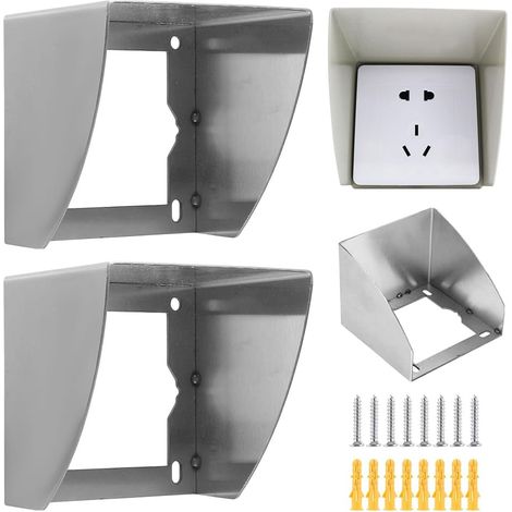 Steckdose Regenschutz Edelstahl,Draussen Aussensteckdose Wasserdicht,Aussenbereich Steckdosenschutz,Edelstahl Steckdosenabdeckung,für Badezimmer,Toilette,Außenbereich,2 Stück (1/5)