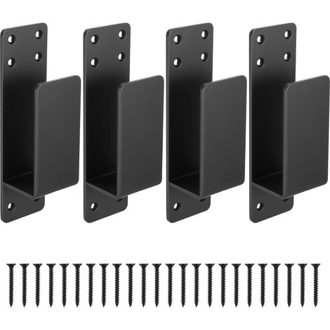 4 Pcs Support Barricade Porte en U Grand Plat 2x4 Système de Verrouillage pour Garage et Atelier, Fixation Murale pour Planches, Acier Robuste, Montage Facile (1/5)