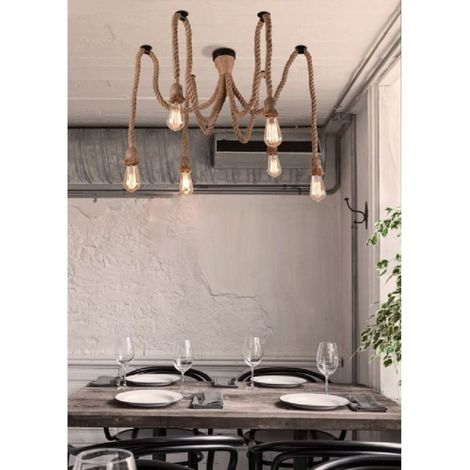 Lustre Araignée Suspension 6 Brins E27 Douille Lampe Country Retro B59-6 (1/5)
