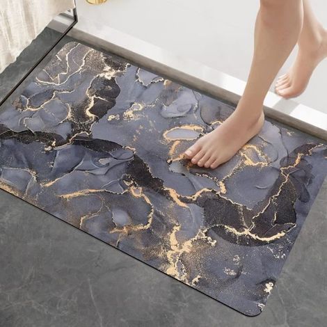 Tapis de Bain Antidérapant 40x60cm, Tapis Salle de Bain Diatomite, Super Absorbant Sèche Rapide,Tapis de Bain Gris Violet (1/4)
