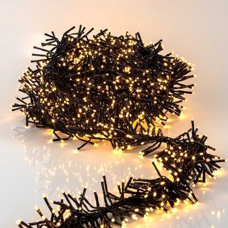Ultra Cluster Lichterkette extra dicht mit Timer und 8 Funktionen - 3216 LED  8 M - Büschellichterkette warm weiß für Außen und Innen mit Netzstecker