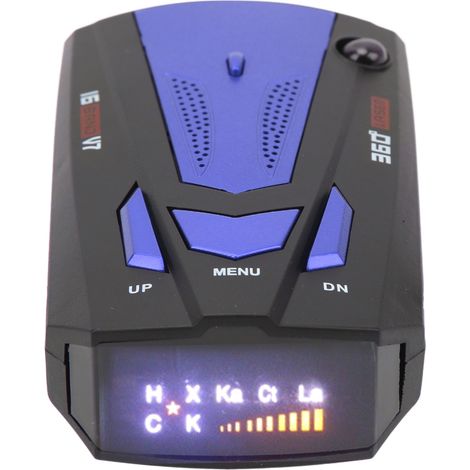 Détecteur de radar pour voiture, protection à 360°, alarme de vitesse, détecteur de chien électronique 16 bandes, testeur de vitesse pour compteur de vitesse, bleu (1/5)