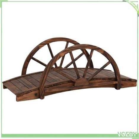 Pont de jardin - FAF EICY - 363338 - Bois de sapin massif - 99 x 50 x 38 cm - Demi-roue avec balustrade (1/5)