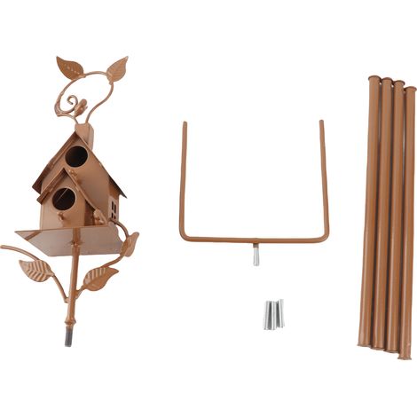Metallenes Vogelhaus mit Erdspieß für die Gartendekoration, Gartenschmuck, Vogelplakette (1/3)