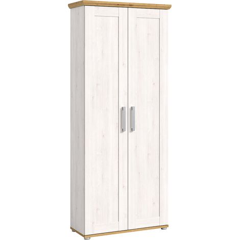 Meuble à chaussure 78x37x194cm décor blanc et naturel - VERONICE (1/5)
