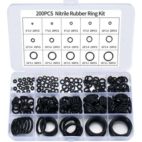 YMYNY Lot de 200 joints toriques en caoutchouc nitrile assortis, joints toriques pour robinet de cuisine, plomberie, joints toriques en caoutchouc