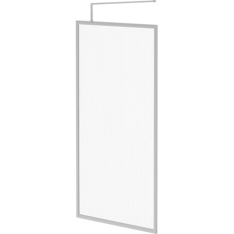 Pacco 8mm Fluted Glass Polished Chrome 1850mm x 1000mm Fully Framed Walk In Shower Screen including Wall Channel and Support Bar (1/5)