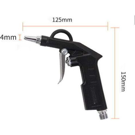 1/4" Air Blow Gun for Compressed Air Compressors up to 6 bar - 4 mm Nozzle Diameter - 25 mm Short Nozzle - Pneumatic Cleaning Tool - Black (1/4)