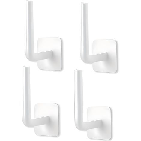 Étagère 4 pièces - Support de rangement WiFi, routeur, organisateur - Multiprise murale, tige de fixation, crochet multifonction sans perçage - Blanc (1/5)
