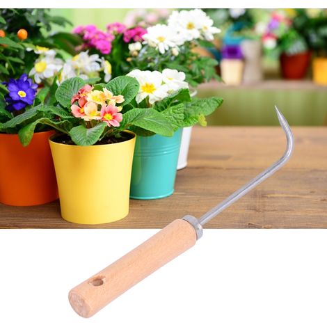Bonsai-Wurzelschaber - Gartenwerkzeug mit Einzelkrallenhaken zum Auflockern des Bodens und für den Gemüseanbau - Ergonomischer Holzgriff, Länge 25 cm (1 Stück) (1/5)