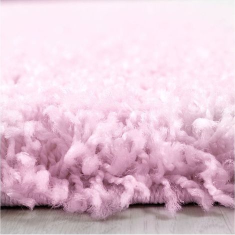 Tapis uni shaggy rond Bright Rose Ø 120 (1/5)