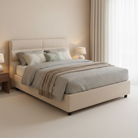 Letto Piazza e Mezza Brivio, Sfoderabile, Contenitore Made in Italy, Dimensione Materasso 120x190 cm, Grigio Tortora (1/5)