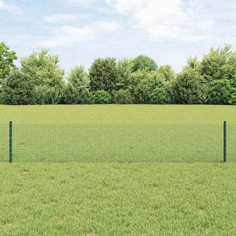 Zaun mit Pfosten Grün 0,4 x 10 m Stahl und PVC