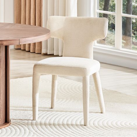 Lote de 2 sillas de comedor 45 x 47,5 x 80,7 cm, tela blanca y metal, estables – MEUBLIV (1/5)