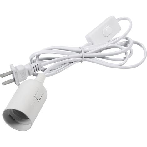 Suspension luminaire avec douille et interrupteur blanc, lampe de plafond pour maison, ampoule incluse, fiche américaine.