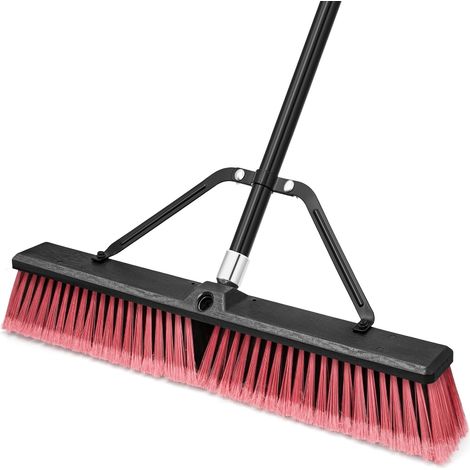 60 cm Outdoor Large Commercial Hard Bristle Brush with Long Handle 63 mm for Garage, Workshop, Garden, Yard, Patio, Street, Warehouse, Lawn, Driveway (Red) (1/5)