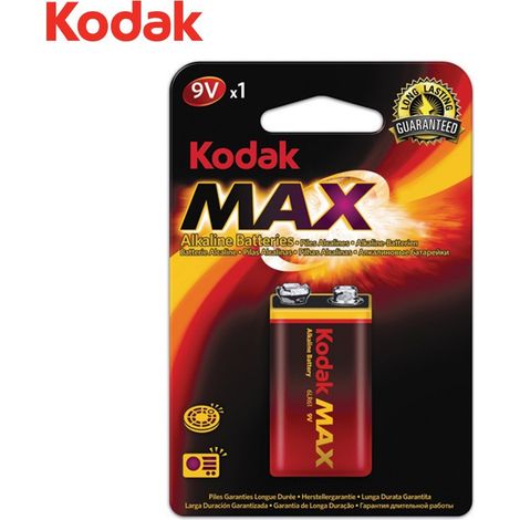 Kodak MAX 9V (LR9) Alkalibatterie, Blisterverpackung = 1 Stück.