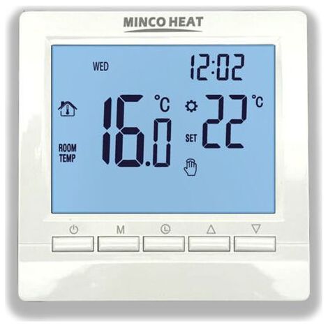 Thermostat programmable 3A avec affichage LCD numérique et rétroéclairage bleu. (1/5)