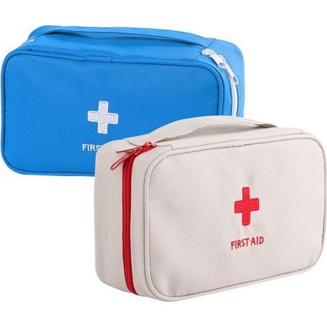 2-Piece First Aid Kit, Empty First Aid Kit, Portable Medicine Storage, for Camping, Home First Aid (Blue, Grey) (1/5)