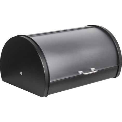 Bread Bin Black Iron Powder Coated Bread Box 38 x 26 x 19 cm Decorative with Roll-Top Lid Modern Kitchen FRIANDISE