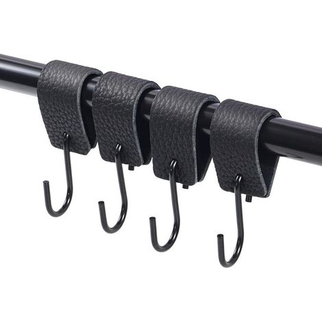 Crochet S en Cuir 12 Pcs, Crochets Inox 304, Crochet en S Avec Bande de Cuir, Crochets Pour Suspendre Tasses, Serviettes, Vêtements,Cuisine (1/5)
